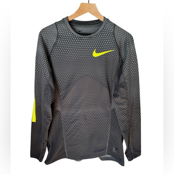 Nike Pro Hyperwarm Men’s Fitted Hexodrome Long-Sleeve Front Swoosh Top Sz M - Picture 2 of 11